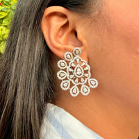 Thumbnail for Crystal Sunburst Statement Earrings with CZ Stones – Art Deco Bridal Earrings
