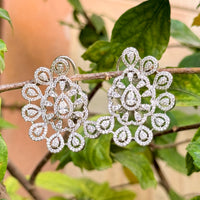 Thumbnail for Crystal Sunburst Statement Earrings with CZ Stones – Art Deco Bridal Earrings