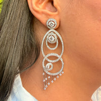 Thumbnail for Cubic Zirconia Chandbali Earrings – Silver Indian Bridal & Punjabi Jewelry