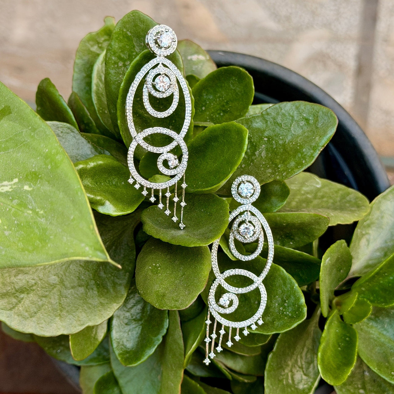 Cubic Zirconia Chandbali Earrings – Silver Indian Bridal & Punjabi Jewelry