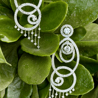 Thumbnail for Cubic Zirconia Chandbali Earrings – Silver Indian Bridal & Punjabi Jewelry