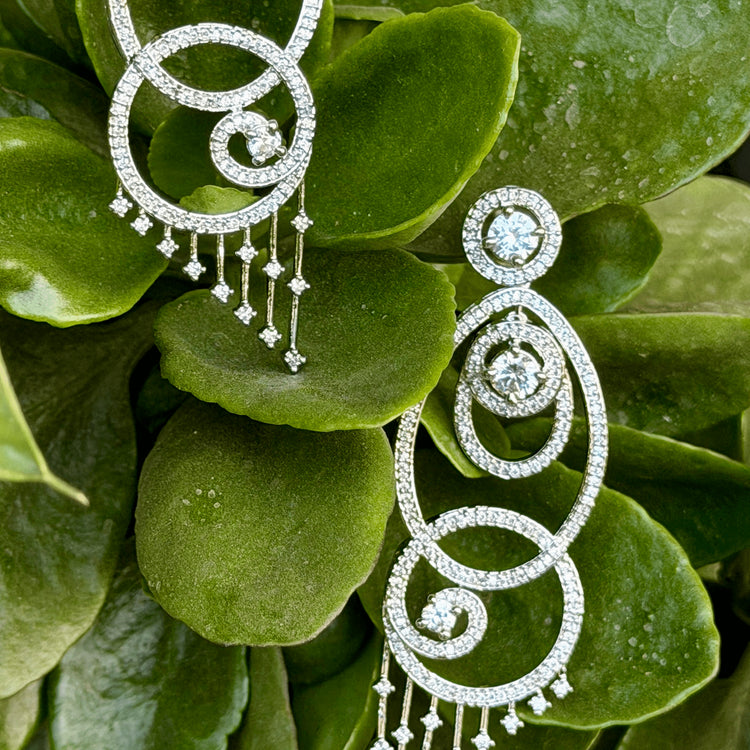 Cubic Zirconia Chandbali Earrings – Silver Indian Bridal & Punjabi Jewelry