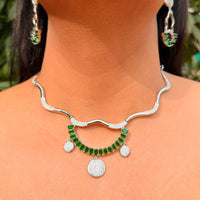 Thumbnail for Emerald CZ AD Necklace Set – Bridal Statement Jewelry | Indian & Pakistani Wedding Jewelry