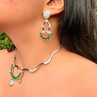 Thumbnail for Emerald CZ AD Necklace Set – Bridal Statement Jewelry | Indian & Pakistani Wedding Jewelry