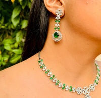 Thumbnail for Emerald Green Crystal Jewelry Set – CZ AD Bridal Necklace & Earrings Set | Wedding Jewelry