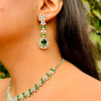 Thumbnail for Emerald Green Crystal Jewelry Set – CZ AD Bridal Necklace & Earrings Set | Wedding Jewelry