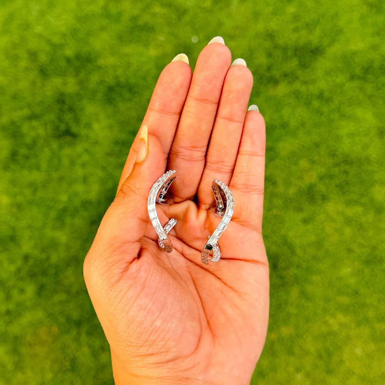 Minimal Silver CZ Hoop Earrings – Lightweight Everyday & Party Wear Jewelry