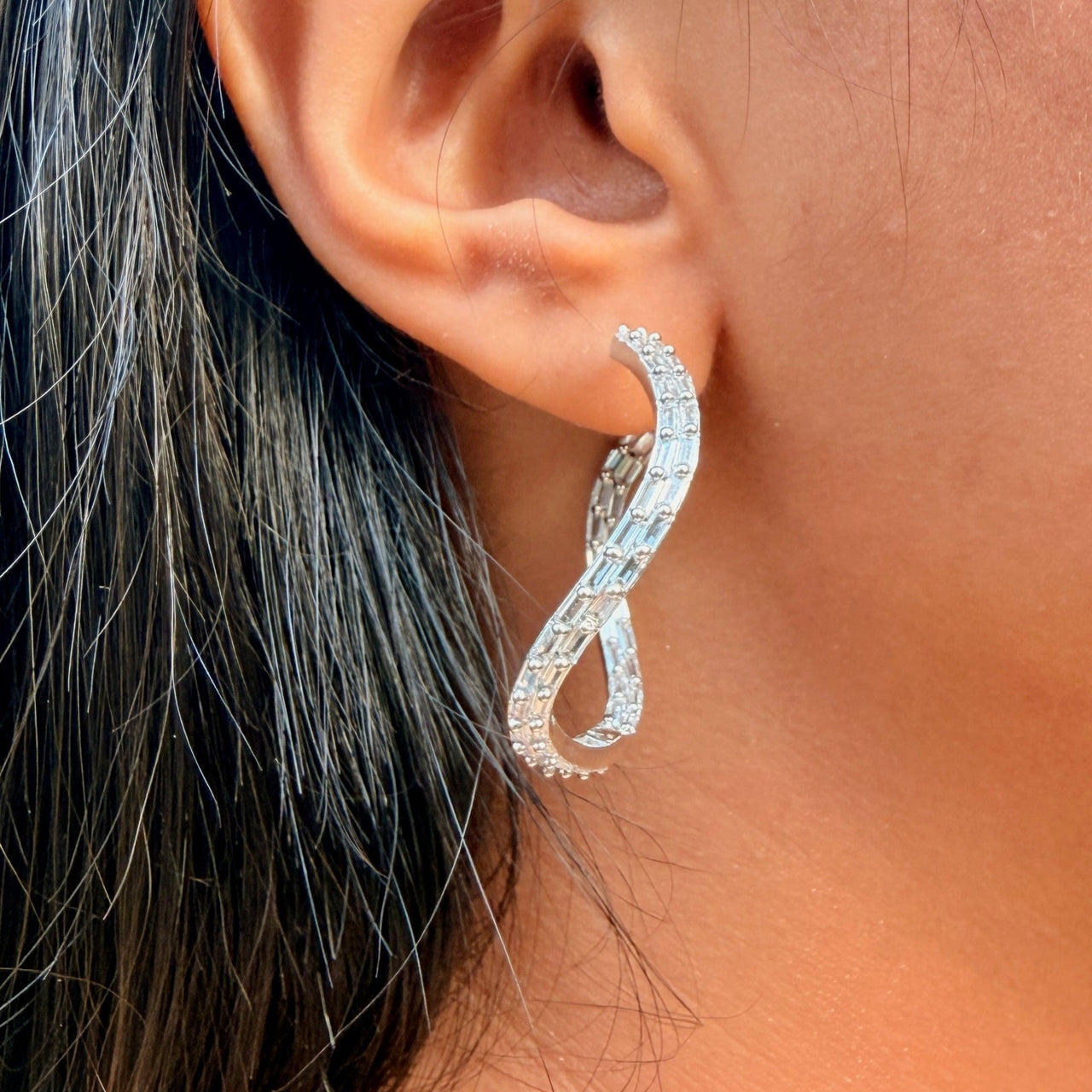 Minimal Silver CZ Hoop Earrings – Lightweight Everyday & Party Wear Jewelry