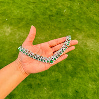 Thumbnail for Luxury Emerald Green CZ Choker Necklace Set – Bridal Indian Wedding Jewelry