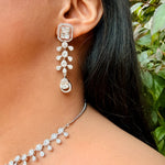 Thumbnail for Elegant Bridal CZ AD Jewelry Set – Silver Necklace & Earrings Wedding Accessories