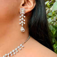 Thumbnail for Elegant Bridal CZ AD Jewelry Set – Silver Necklace & Earrings Wedding Accessories