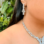 Thumbnail for Beautiful Bridal Jewelry Set For Bride, Diamond Necklace and Earrings Set, Teardrop Pendant & Earrings Statement Necklace