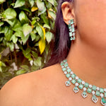 Thumbnail for Bridal Mint Green CZ AD Choker Necklace Set – Full Wedding Jewelry Set