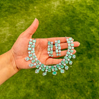 Thumbnail for Bridal Mint Green CZ AD Choker Necklace Set – Full Wedding Jewelry Set