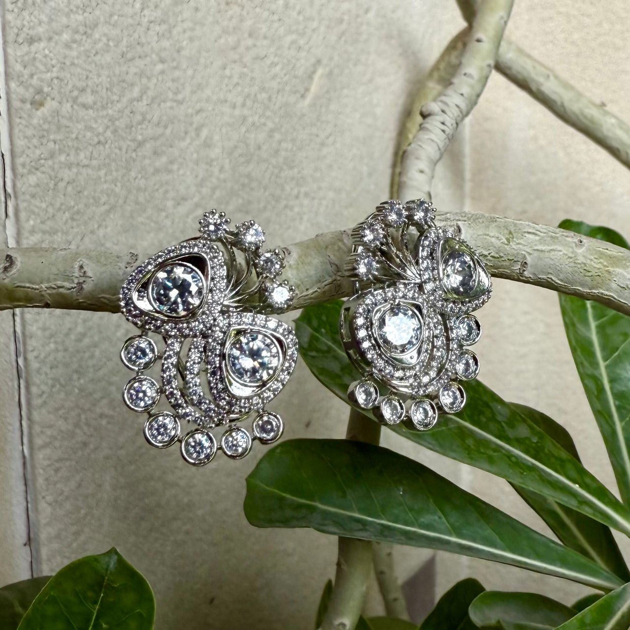 CZ Statement Stud Earrings – Silver Sparkle Bridal Jewelry for Women