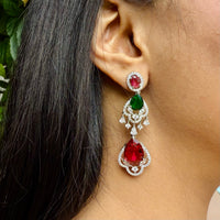 Thumbnail for CZ Droplet Earrings – Ruby Emerald Multicolor Heavy Silver Finish Jewelry