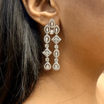 Thumbnail for Elegant CZ Dangle Earrings – Silver Tone American Diamond Bridal Jewelry