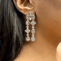 Thumbnail for Elegant CZ Dangle Earrings – Silver Tone American Diamond Bridal Jewelry