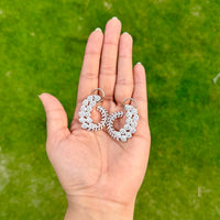 Thumbnail for CZ Leaf Hoop Earrings – Silver Tone Indian Party Wear Jewelry