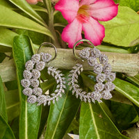 Thumbnail for CZ Leaf Hoop Earrings – Silver Tone Indian Party Wear Jewelry