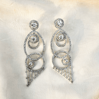 Thumbnail for Cubic Zirconia Chandbali Earrings – Silver Indian Bridal & Punjabi Jewelry
