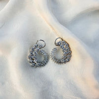 Thumbnail for CZ Leaf Hoop Earrings – Silver Tone Indian Party Wear Jewelry