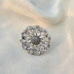 Thumbnail for Clear CZ Daisy Statement Ring – Silver Tone Flower Ring