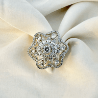 Thumbnail for Elegant Floral CZ Statement Ring | Silver Plated Cocktail Ring Jewelry for Her