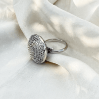 Thumbnail for Silver CZ Adjustable Cocktail Ring – Statement Jewelry for Women