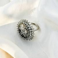 Thumbnail for Luxury White Statement Ring – Adjustable Silver Cocktail Engagement Ring for Women