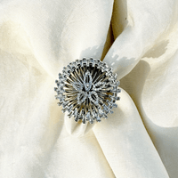 Thumbnail for Luxury White Statement Ring – Adjustable Silver Cocktail Engagement Ring for Women