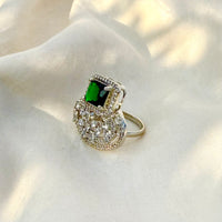 Thumbnail for Personalized Emerald Birthstone Ring – Sterling Silver Adjustable Valentine Gift