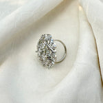 Thumbnail for Radial Burst CZ Statement Ring – Adjustable Silver Cocktail Ring for Women