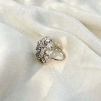 Thumbnail for Elegant White American Diamond Ring – Adjustable Silver CZ Cocktail Ring for Prom
