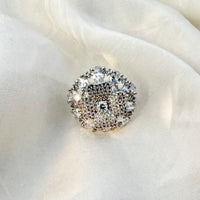 Thumbnail for Elegant White American Diamond Ring – Adjustable Silver CZ Cocktail Ring for Prom