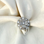Thumbnail for Elegant White American Diamond Ring – Adjustable Silver CZ Cocktail Ring for Prom