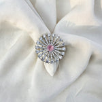 Thumbnail for Adjustable Blush Pink CZ Statement Ring – Silver American Diamond Cocktail Ring