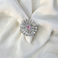 Thumbnail for Adjustable Blush Pink CZ Statement Ring – Silver American Diamond Cocktail Ring