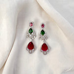 Thumbnail for CZ Droplet Earrings – Ruby Emerald Multicolor Heavy Silver Finish Jewelry