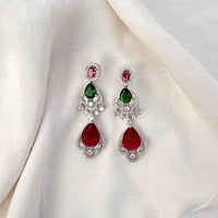 Thumbnail for CZ Droplet Earrings – Ruby Emerald Multicolor Heavy Silver Finish Jewelry