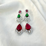 Thumbnail for CZ Droplet Earrings – Ruby Emerald Multicolor Heavy Silver Finish Jewelry