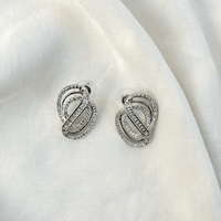 Thumbnail for Silver CZ Knot Stud Earrings – Modern Bridal Jewelry for Women