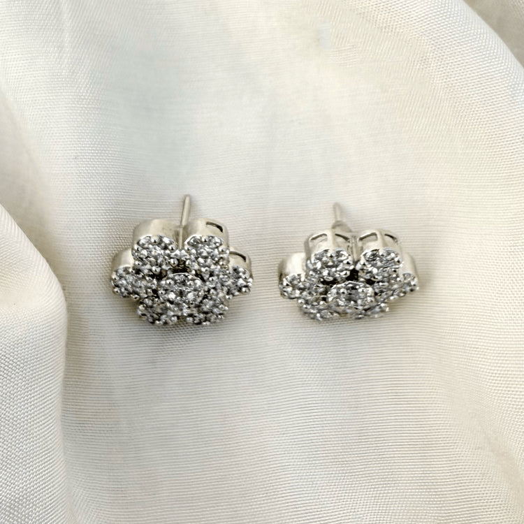 Sparkling CZ Floral Stud Earrings – Bridal & Party Wear Jewelry for Women