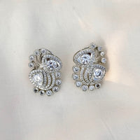 Thumbnail for CZ Statement Stud Earrings – Silver Sparkle Bridal Jewelry for Women