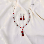 Thumbnail for Ruby Red Bridal Necklace Set – Statement Wedding Jewelry with Earrings