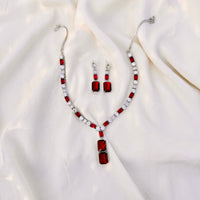 Thumbnail for Ruby Red Bridal Necklace Set – Statement Wedding Jewelry with Earrings