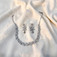 Thumbnail for Traditional Indian Bridal Jewelry Set – CZ Diamond Look Necklace with Earrings