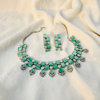 Thumbnail for Bridal Mint Green CZ AD Choker Necklace Set – Full Wedding Jewelry Set