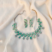Thumbnail for Bridal Mint Green CZ AD Choker Necklace Set – Full Wedding Jewelry Set