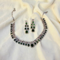 Thumbnail for Luxury Emerald Green CZ Choker Necklace Set – Bridal Indian Wedding Jewelry